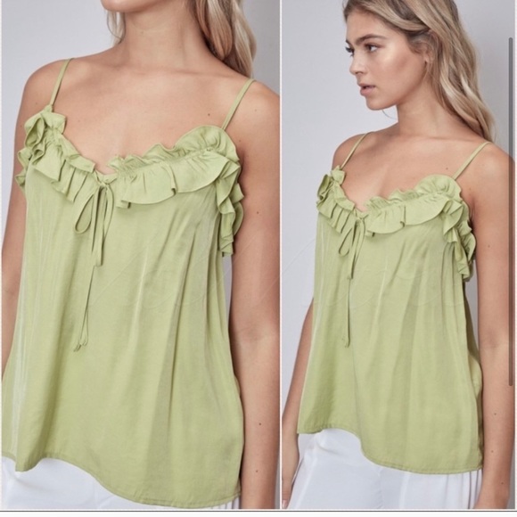 New! Sale 🔥Lime ruffled sweetheart neckline tank top - Picture 6 of 6